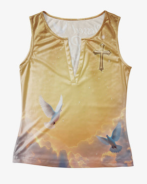 Blessed Are The Pure In Heart All Over Print V-neck Tank Top