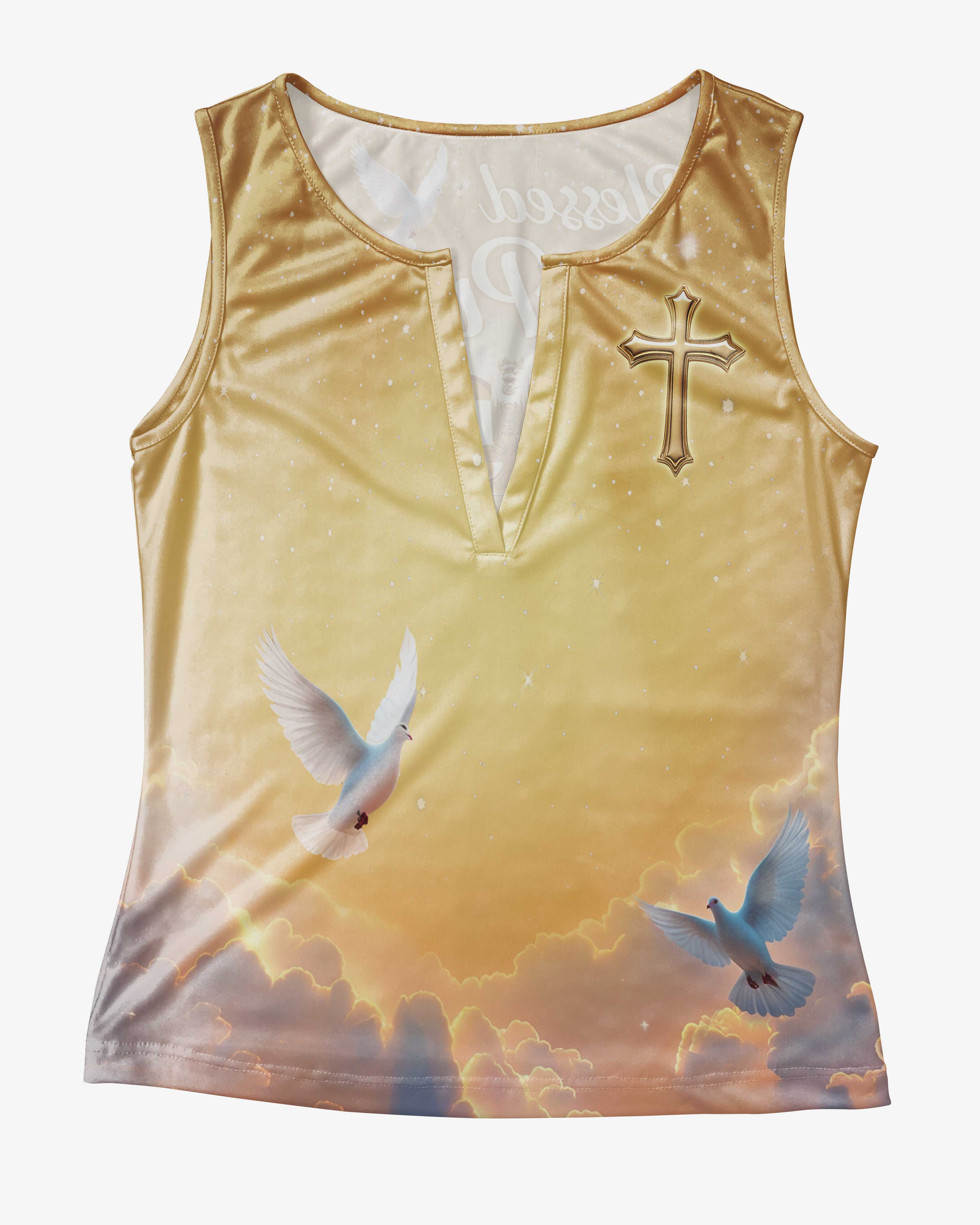 Blessed Are The Pure In Heart All Over Print V-neck Tank Top