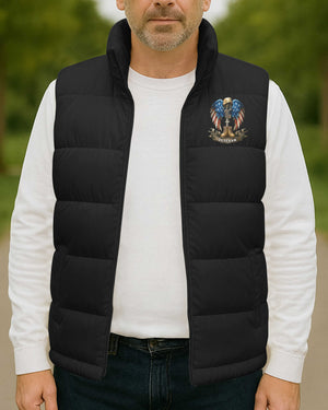 Veteran Don't Thank Me Thank My Brothers Who Never Came Back Now Resting In Jesus' Arms All Over Print Sleeveless Puffer Jacket