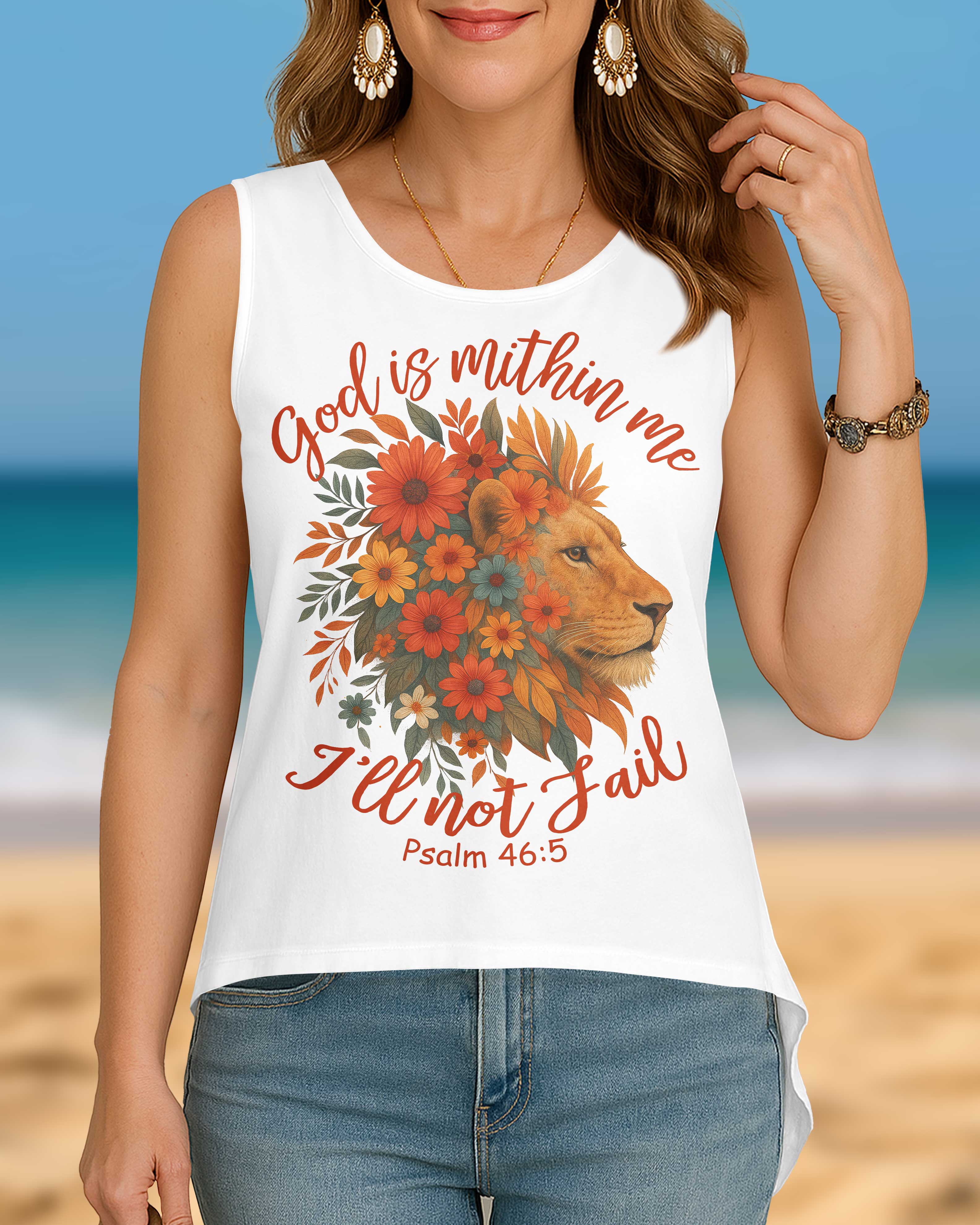 God Is Within Me I'll Not Fail Psalm Crop Out Wrap Back Tank Top