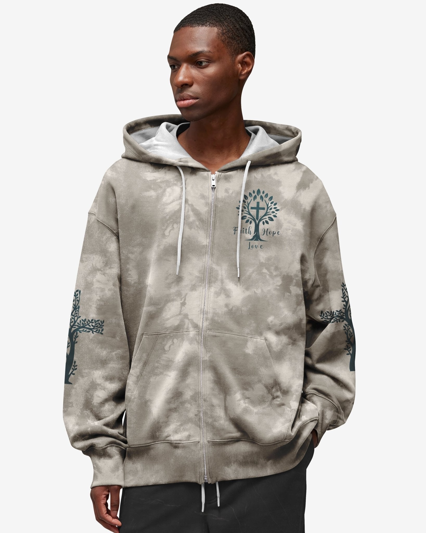 Rooted In Christ All Over Print Zip Hoodie