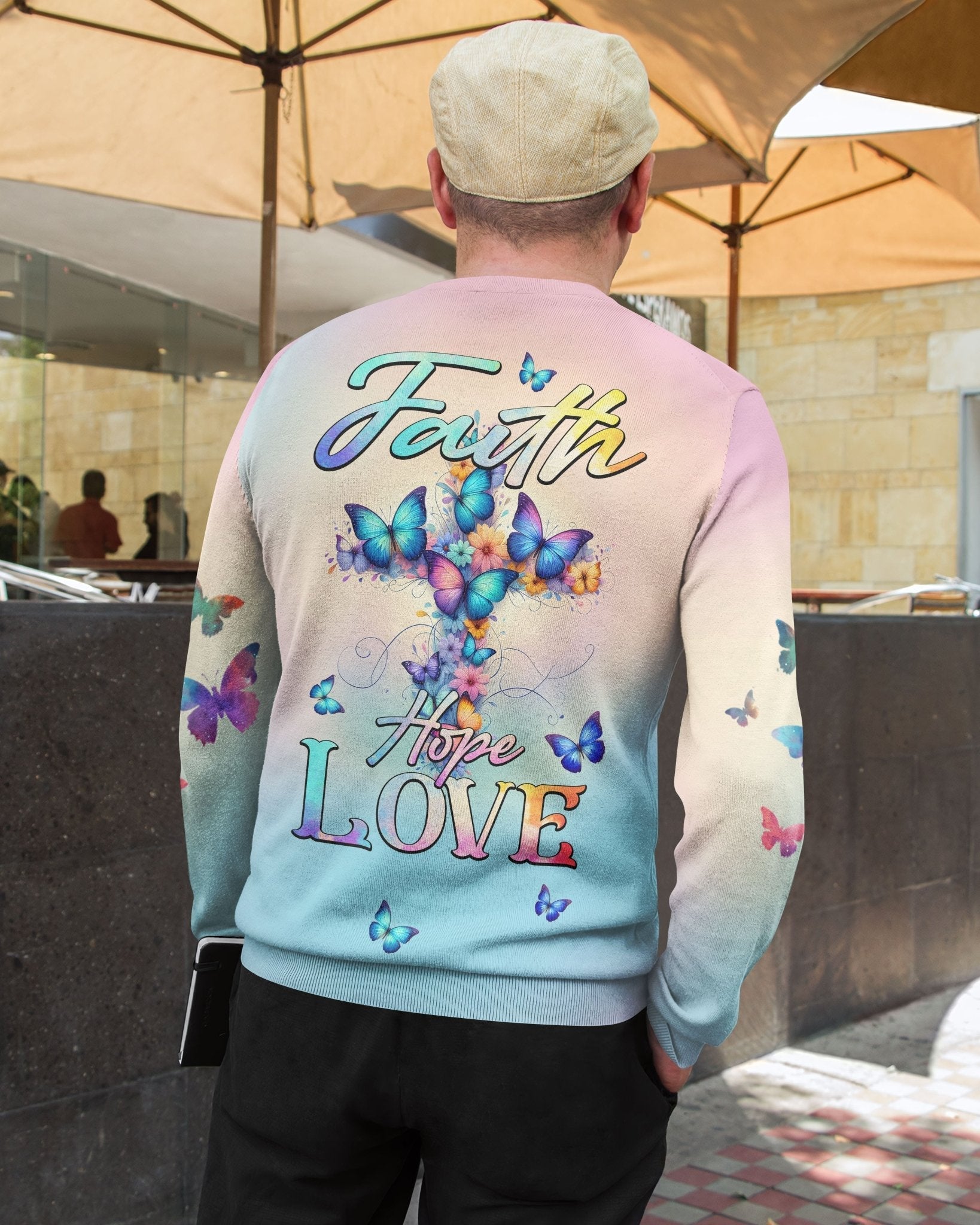 Butterfly Faith Hope Love All Over Print Sweater