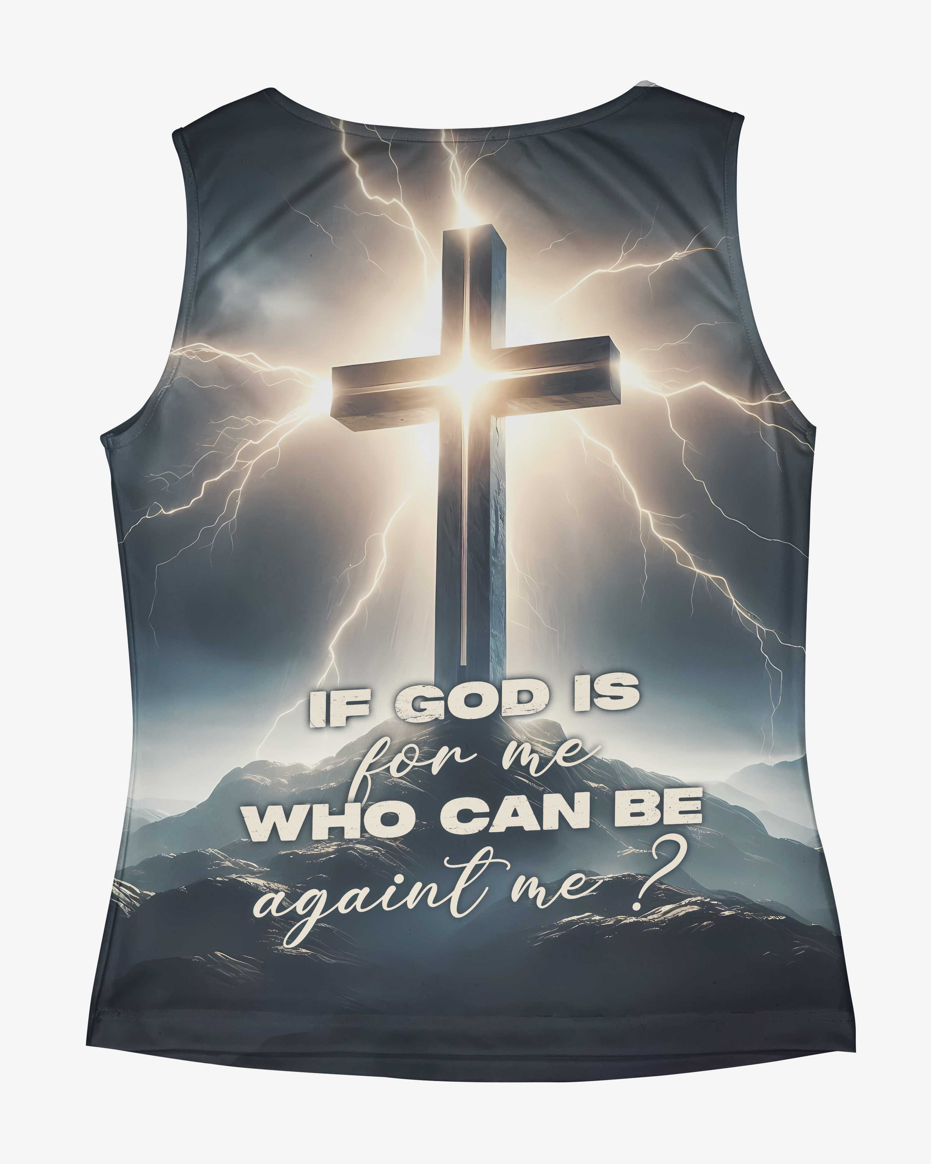 If God Is For Me Who Can Be Against Me? All Over Print V-neck Tank Top