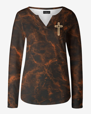 There's Room At The Cross For You All Over Print V-neck Long Sleeves Shirt