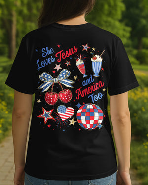 She Loves Jesus And America Too T-Shirt