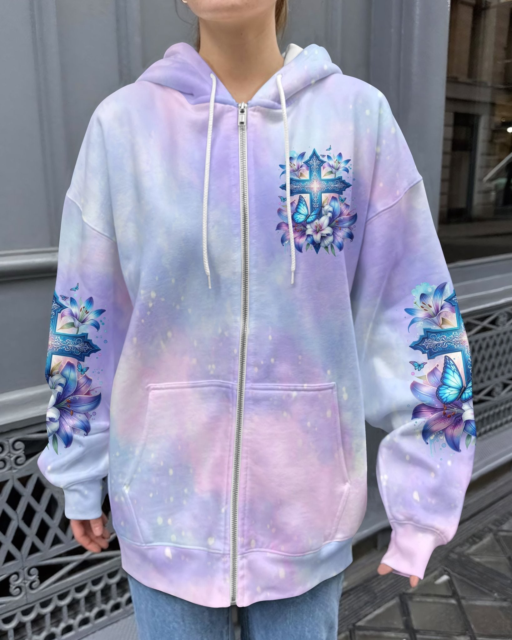 God And The Power Of Prayer All Over Print Zip Hoodie