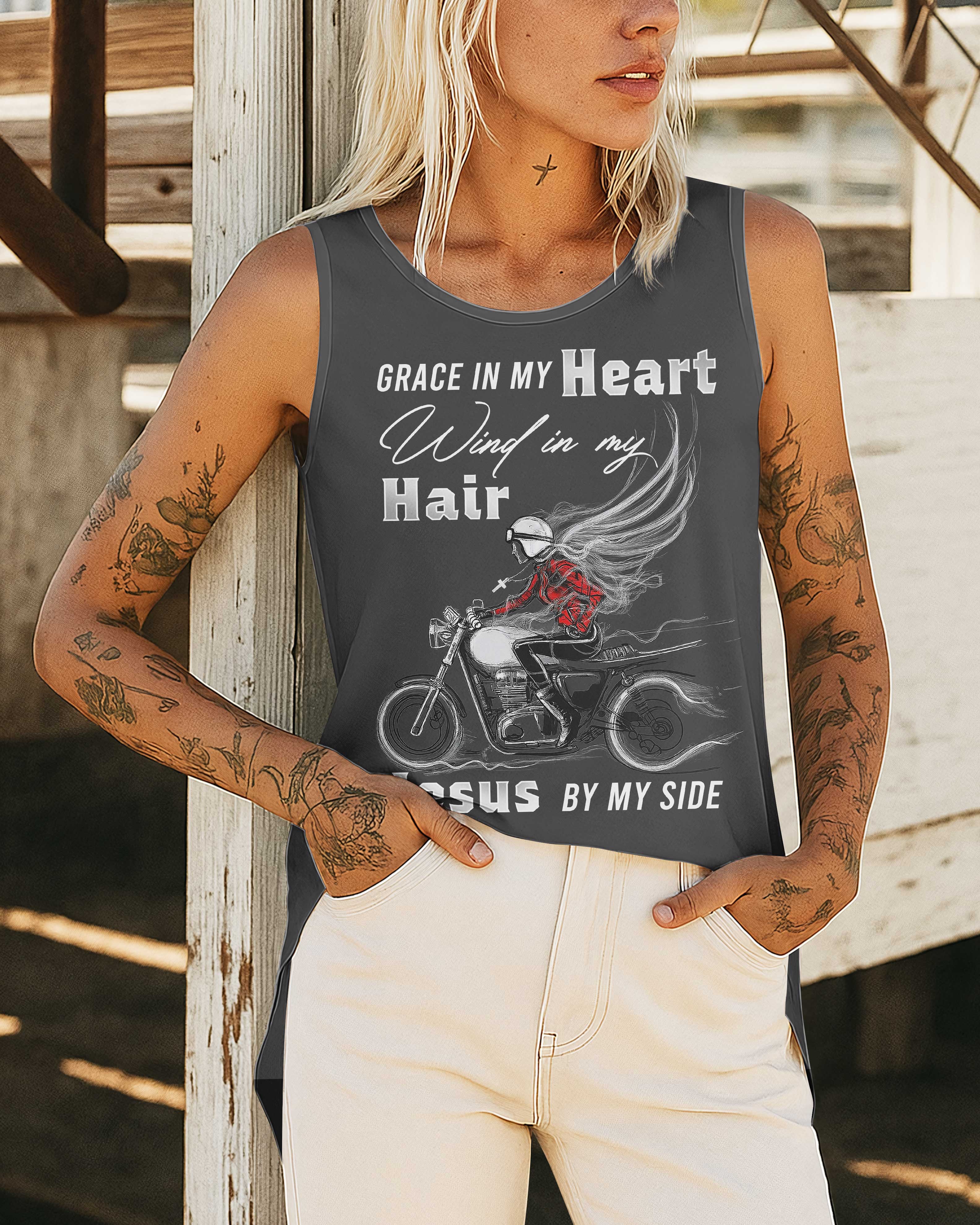 Grace In My Heart Cut Out Wrap Back Tank Top