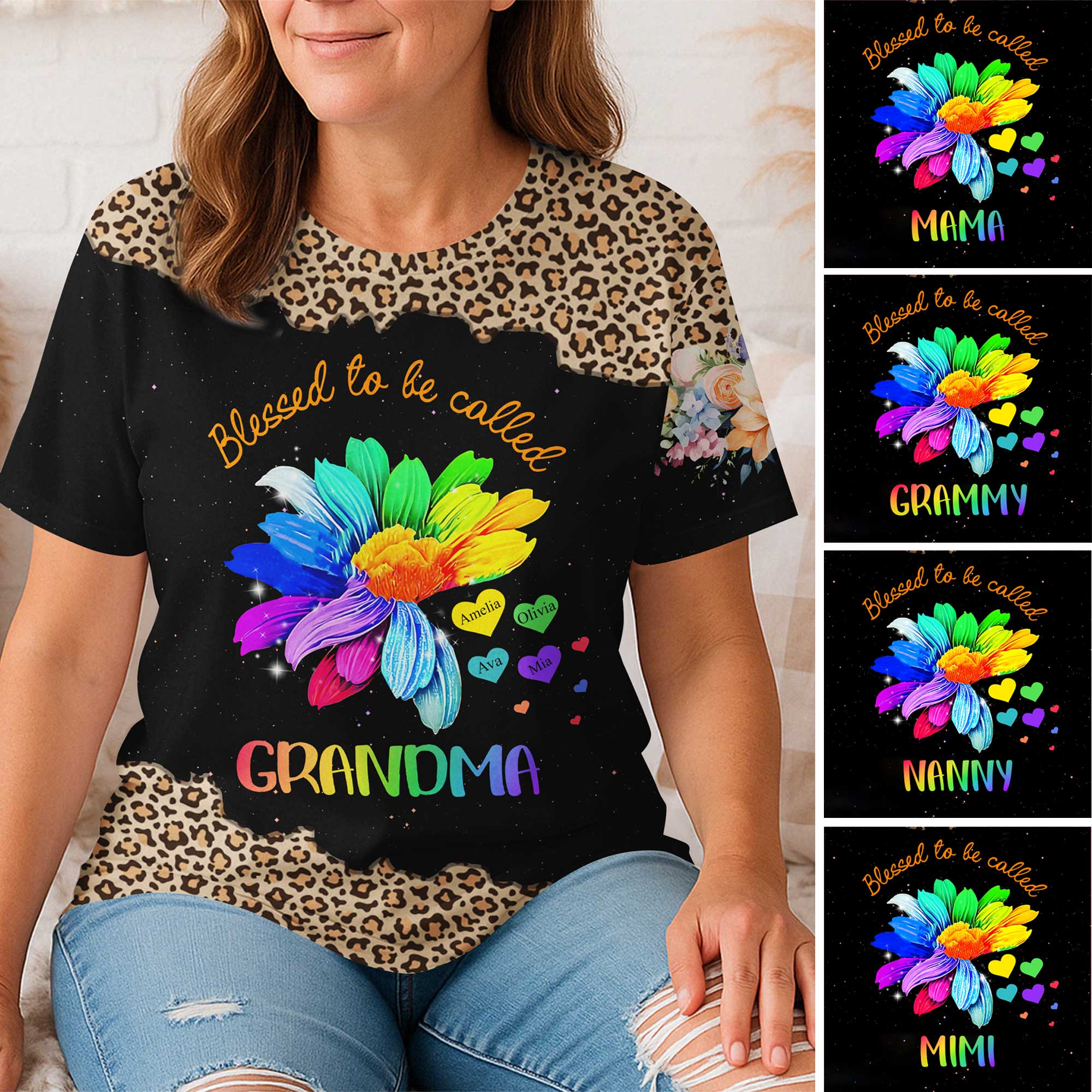 Blessed To Be Called Grandma All Over Print T-Shirt