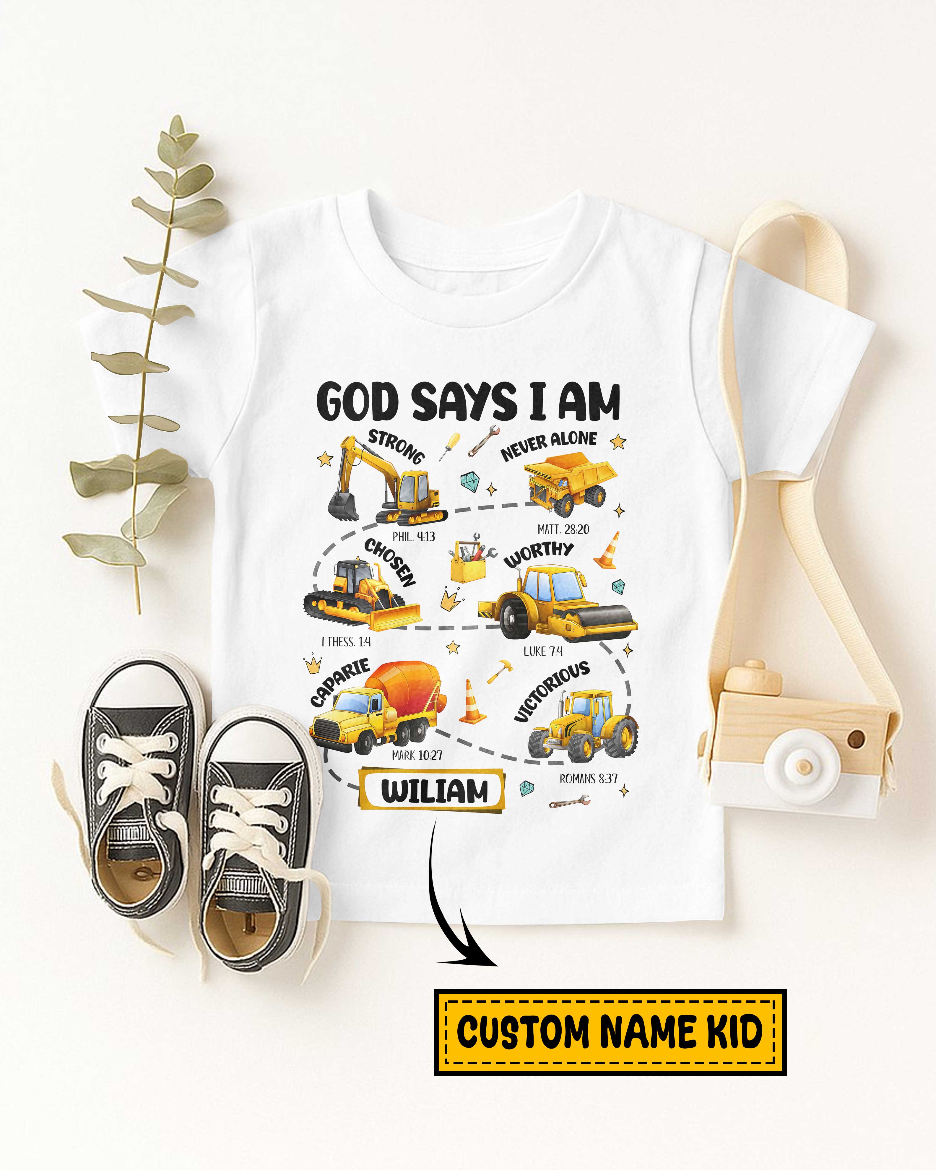 God Says I Am Boys Truck T-Shirt Kid