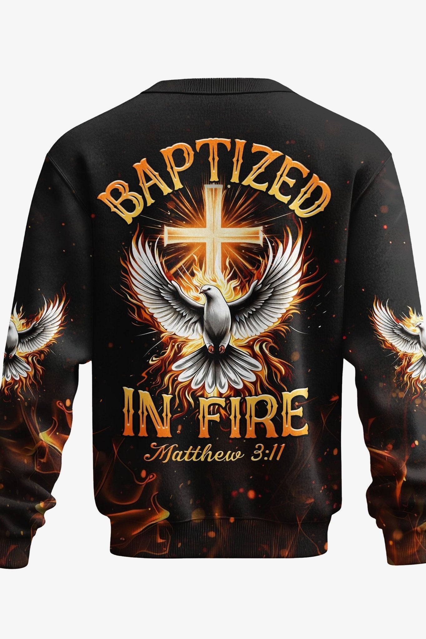 Baptized In Fire Matthew 3:11 All Over Print Sweater