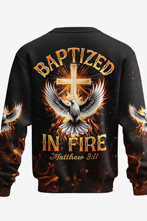 Baptized In Fire Matthew 3:11 All Over Print Sweater