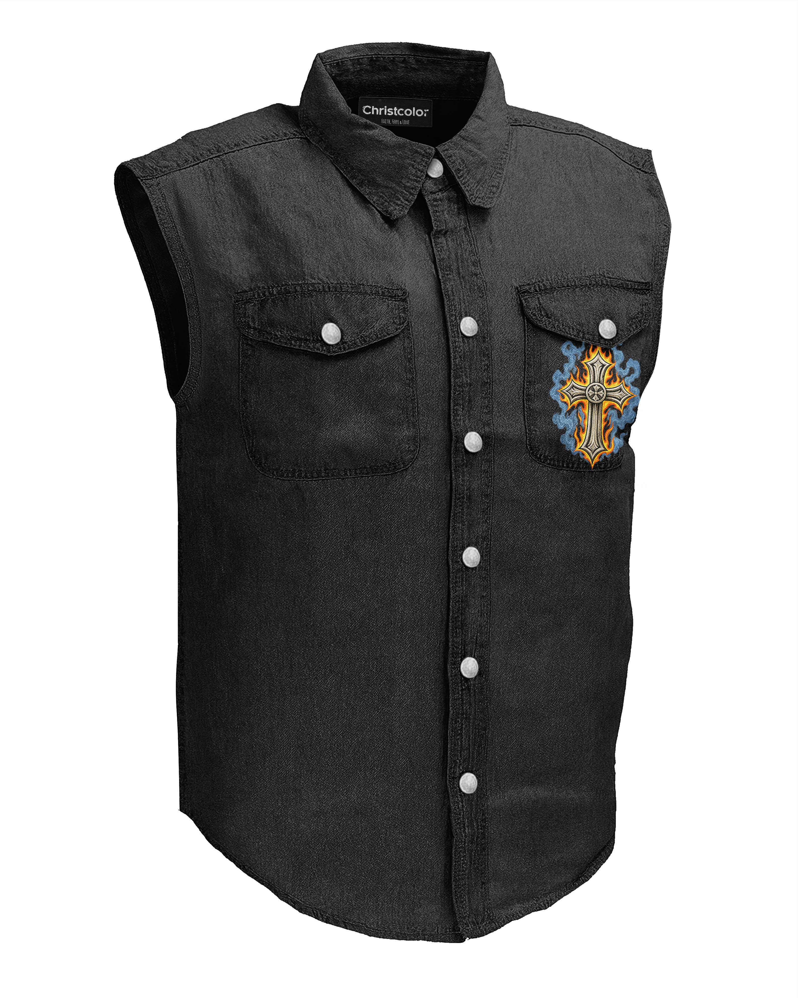 Christ's Outlaws For Sleevesless Denim Shirt