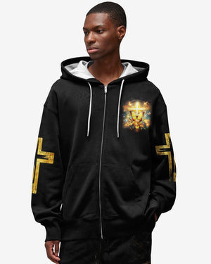 God Steps In Miracles Happen All Over Print Zip Hoodie