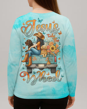 Jesus Take The Wheel All Over Print V-neck Long Sleeves Shirt