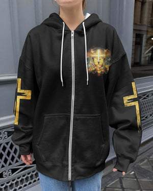 God Steps In Miracles Happen All Over Print Zip Hoodie