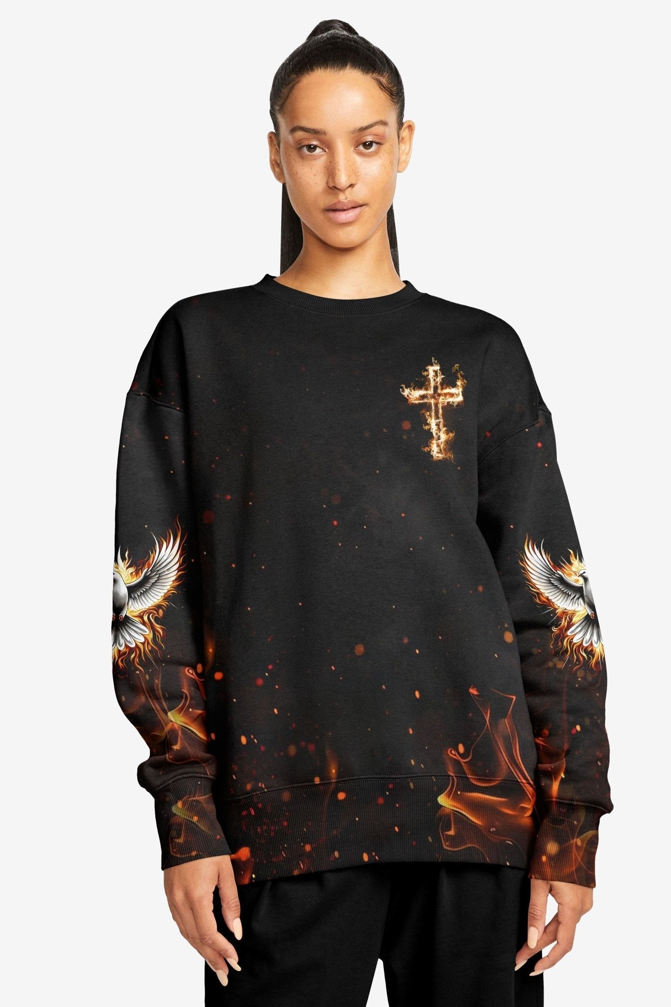 Baptized In Fire Matthew 3:11 All Over Print Sweater