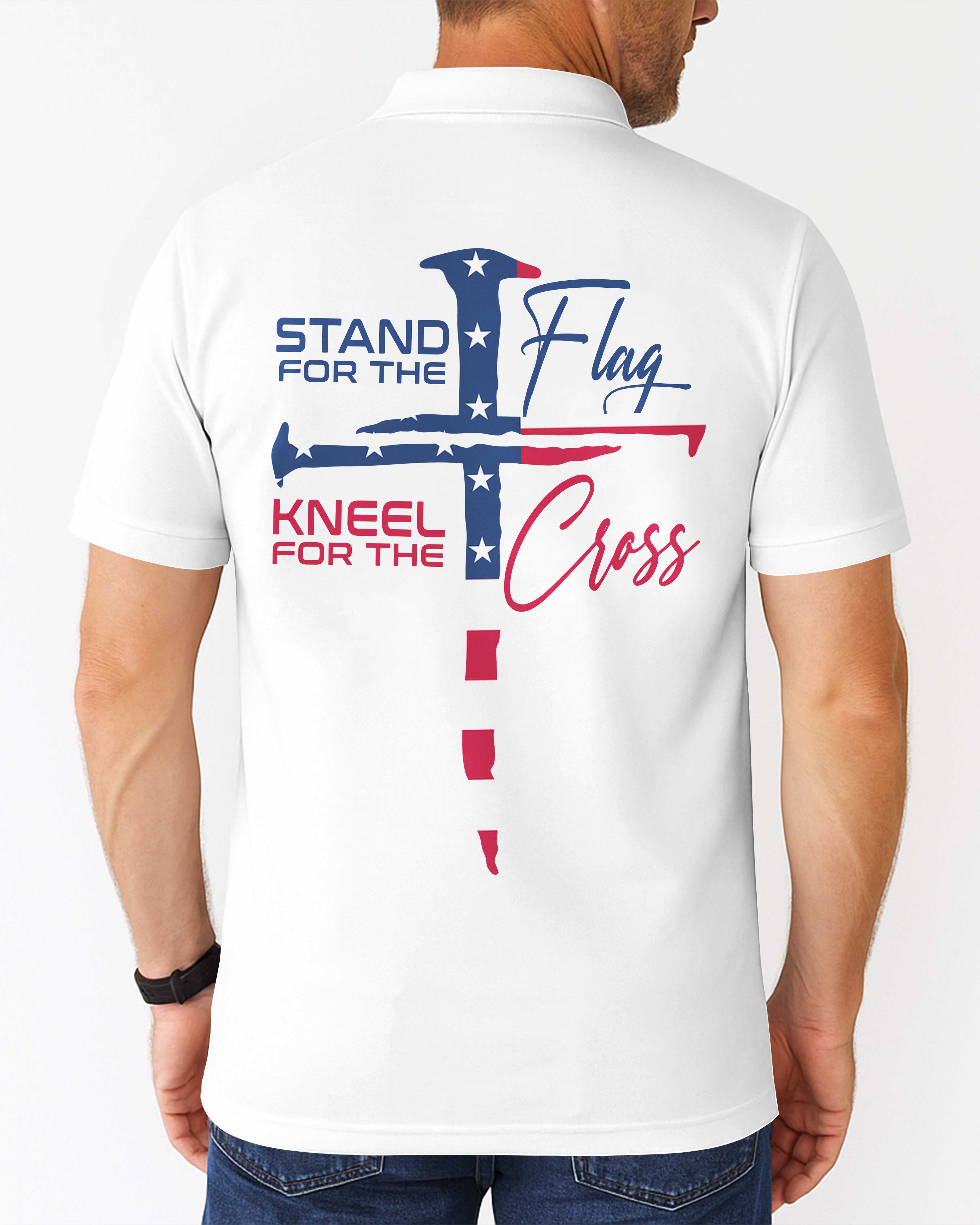 Stand For The Flag Kneel For The Cross Polo Shirt