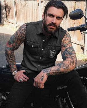 Every Mile A Prayer Sleevesless Denim Shirt