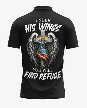 Under His Wings You Will Find Refuge All Over Print Polo