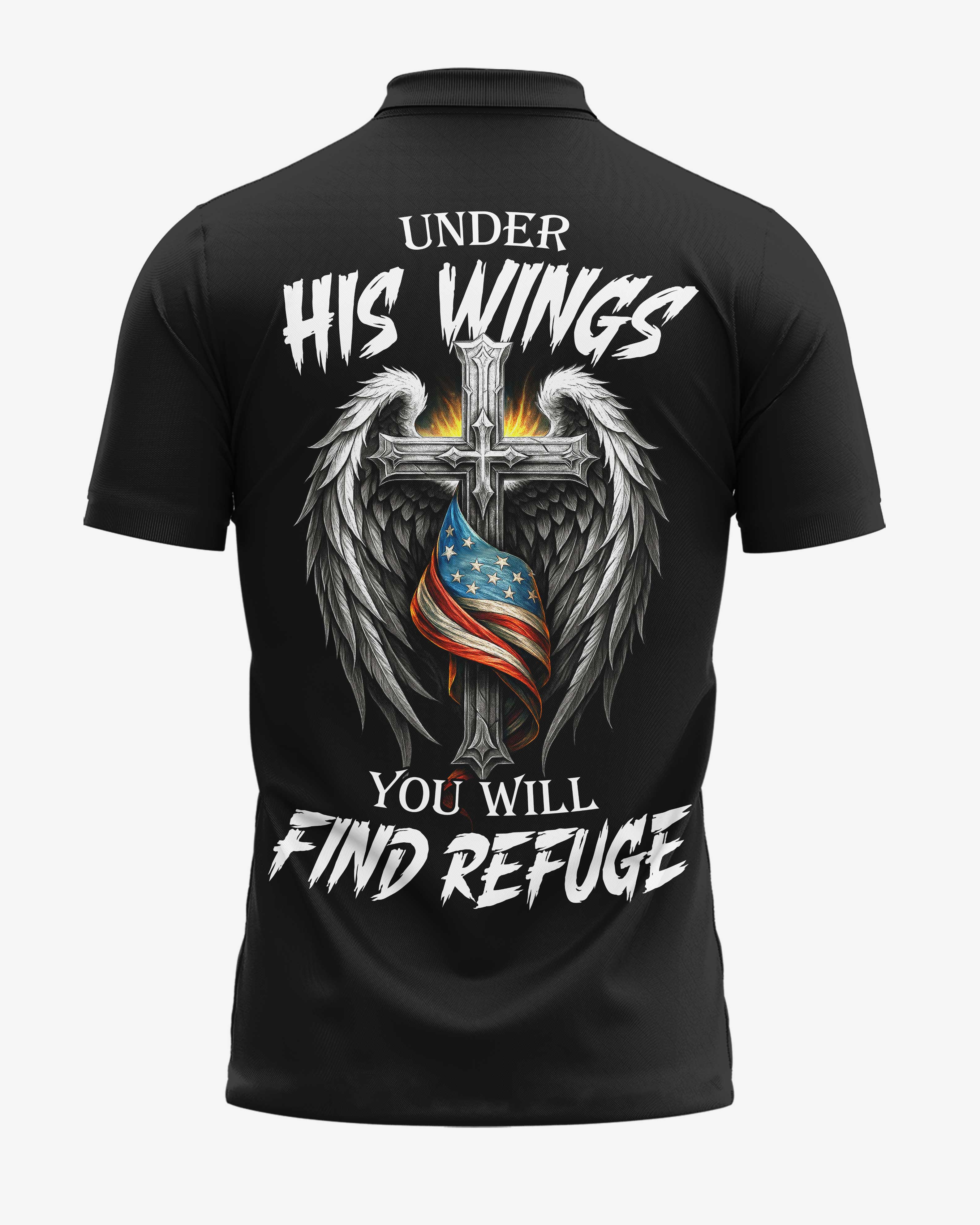 Under His Wings You Will Find Refuge All Over Print Polo