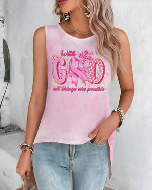 With God All Things Are Possible All Over Print Crop Out Wrap Back Tank Top