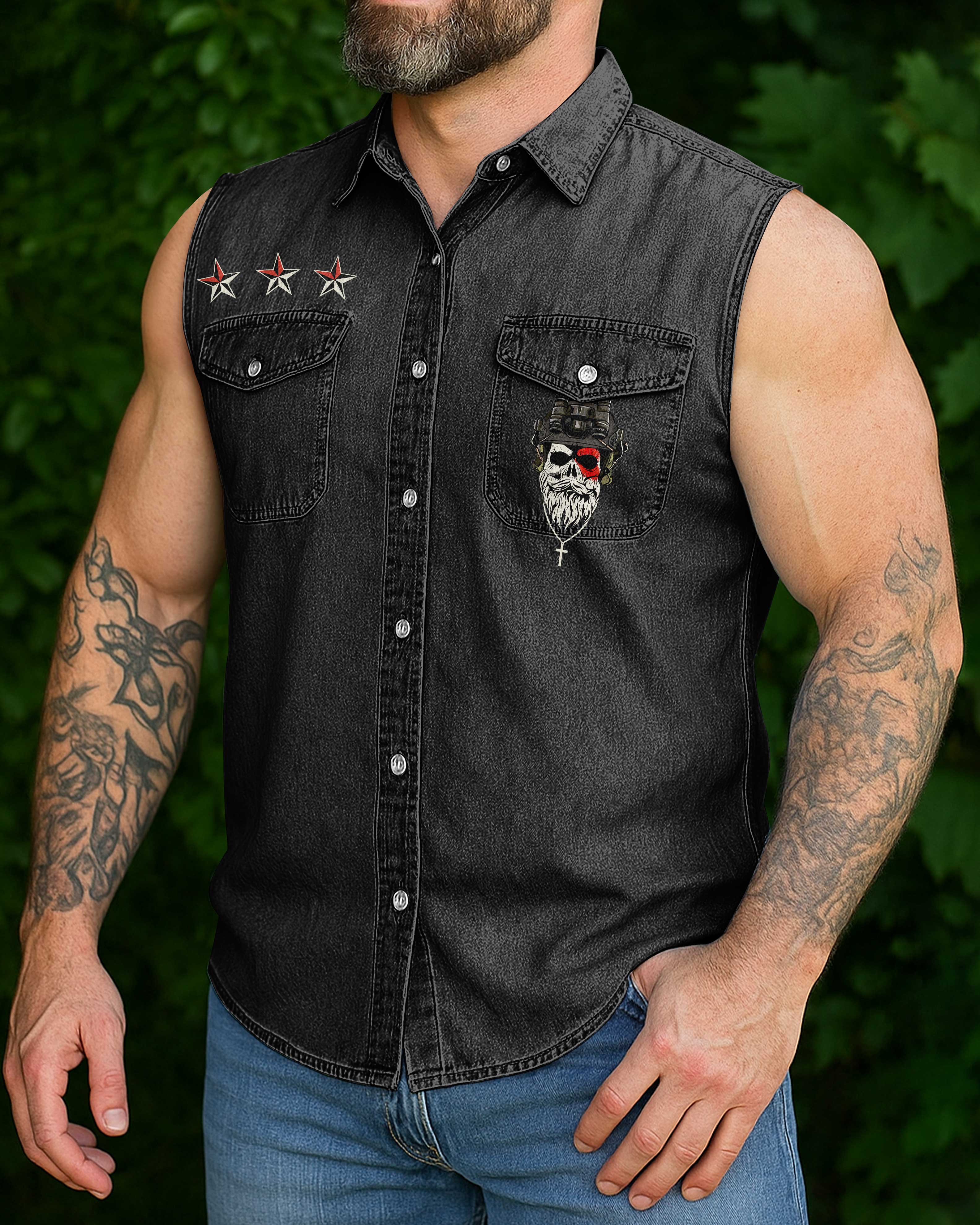 My Faith Is Stronger Than My Battles Sleevesless Denim Shirt