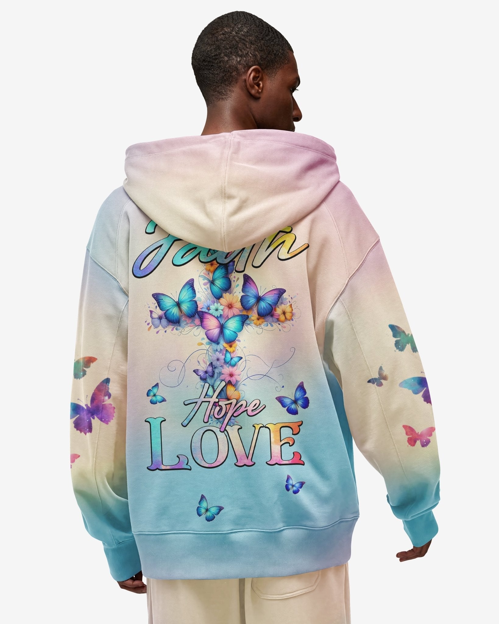 Butterfly Faith Hope Love All Over Print Zip Hoodie