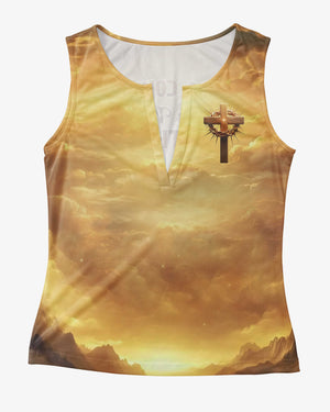 He Will Cover You With His Feathers Under His Wings All Over Print V-neck Tank Top