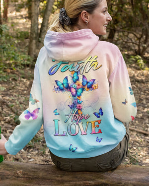Butterfly Faith Hope Love All Over Print Zip Hoodie