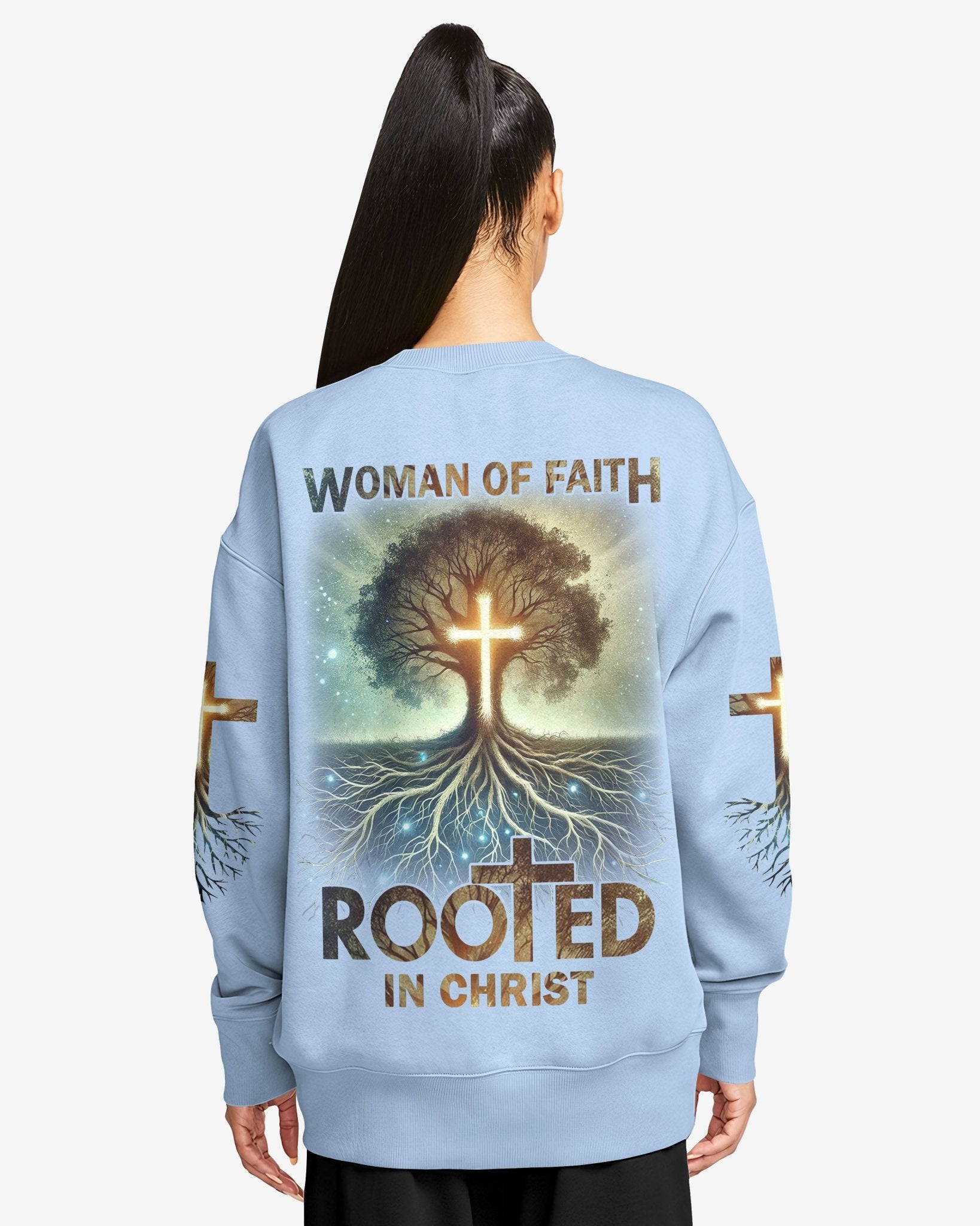 Woman Of Faith Rooted In Christ All Over Print Sweater