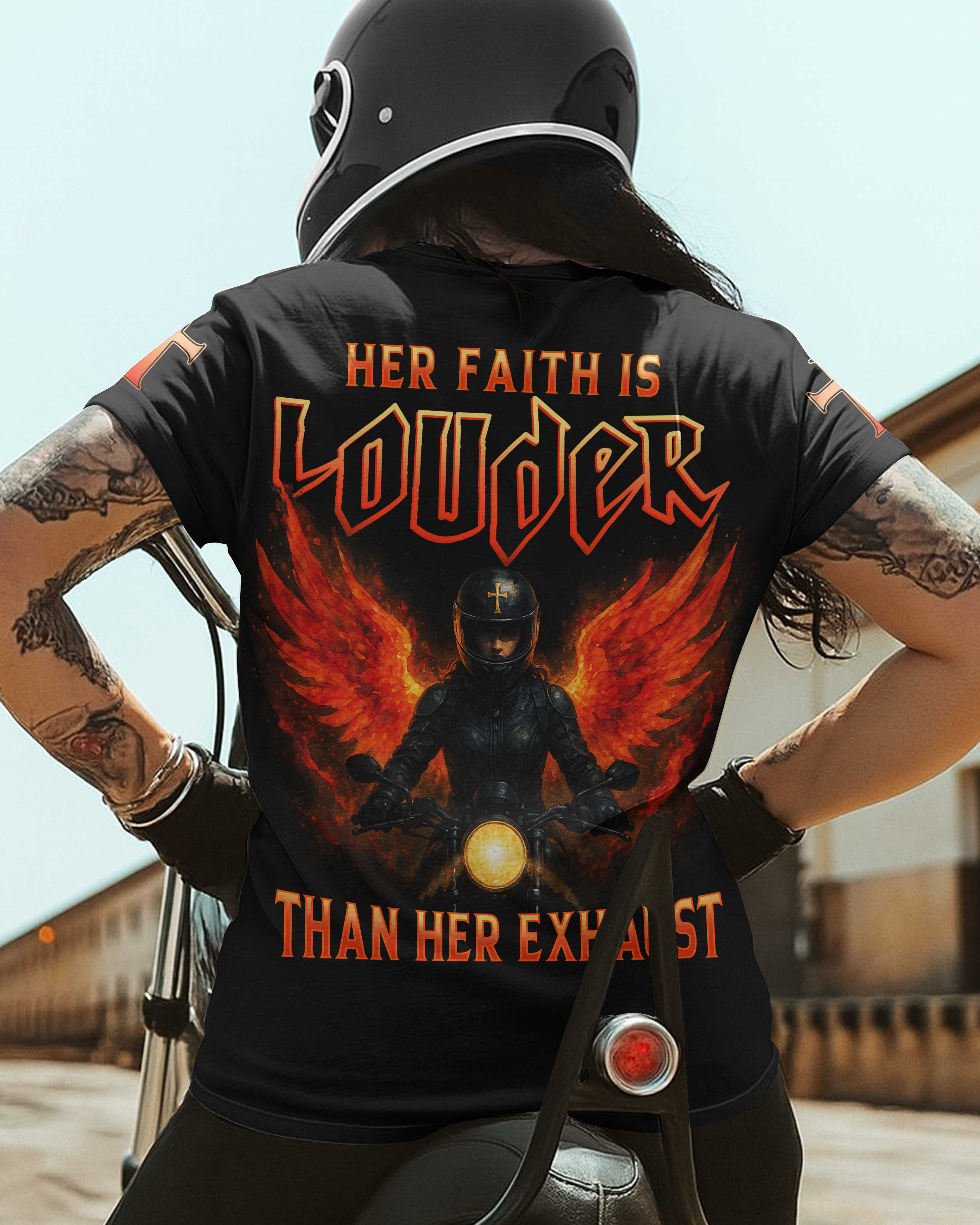 Her Faith Is Louder Than Her Exhaust T-Shirt
