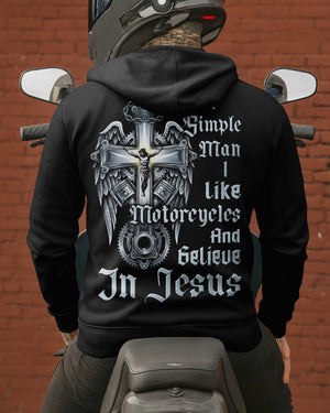 I Am A Simple Man I Like Motorcycles And Believe In Jesus Hoodie