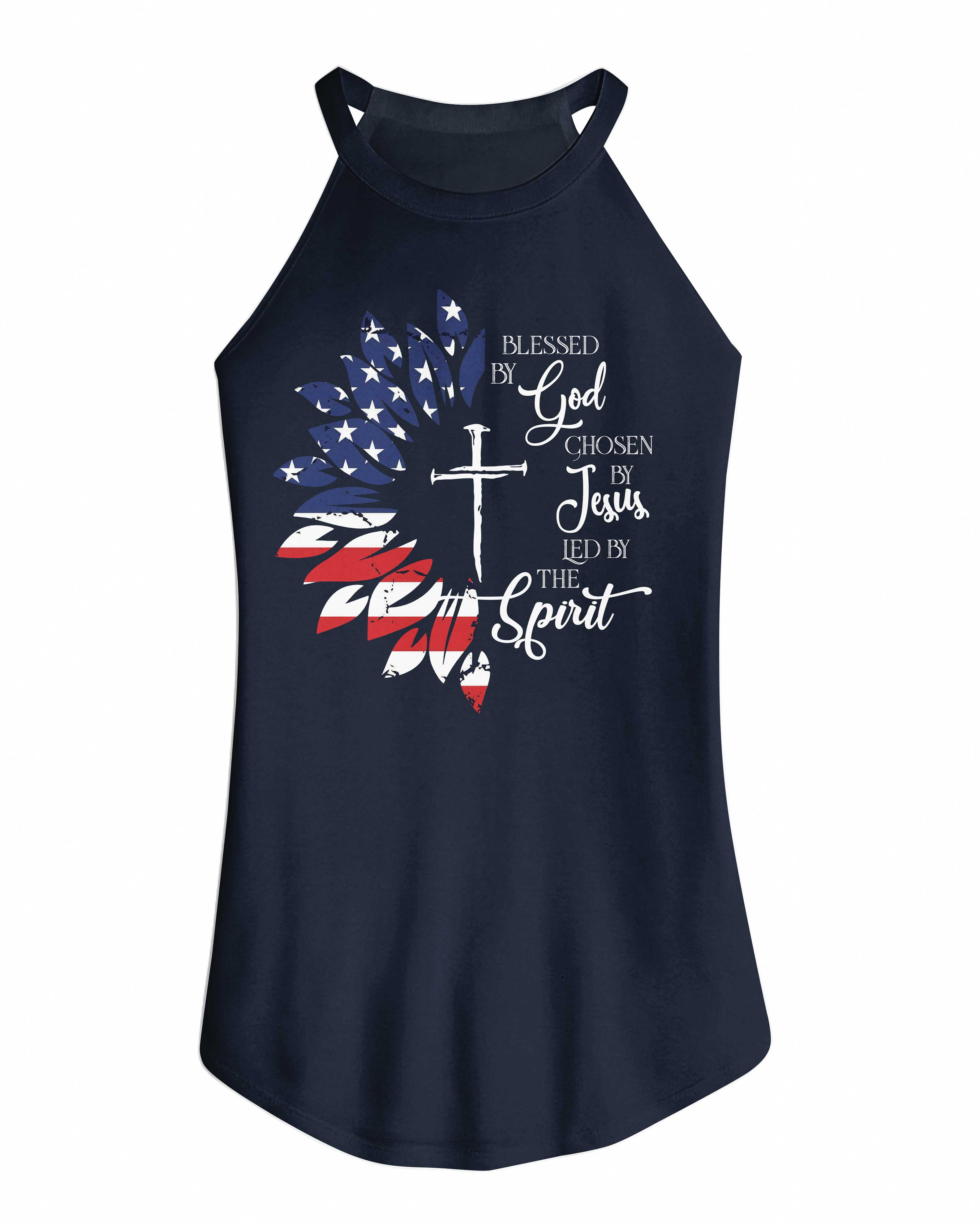 Blessed By God Chosen By Jesus Led By The Spirit Rocker Tank Top