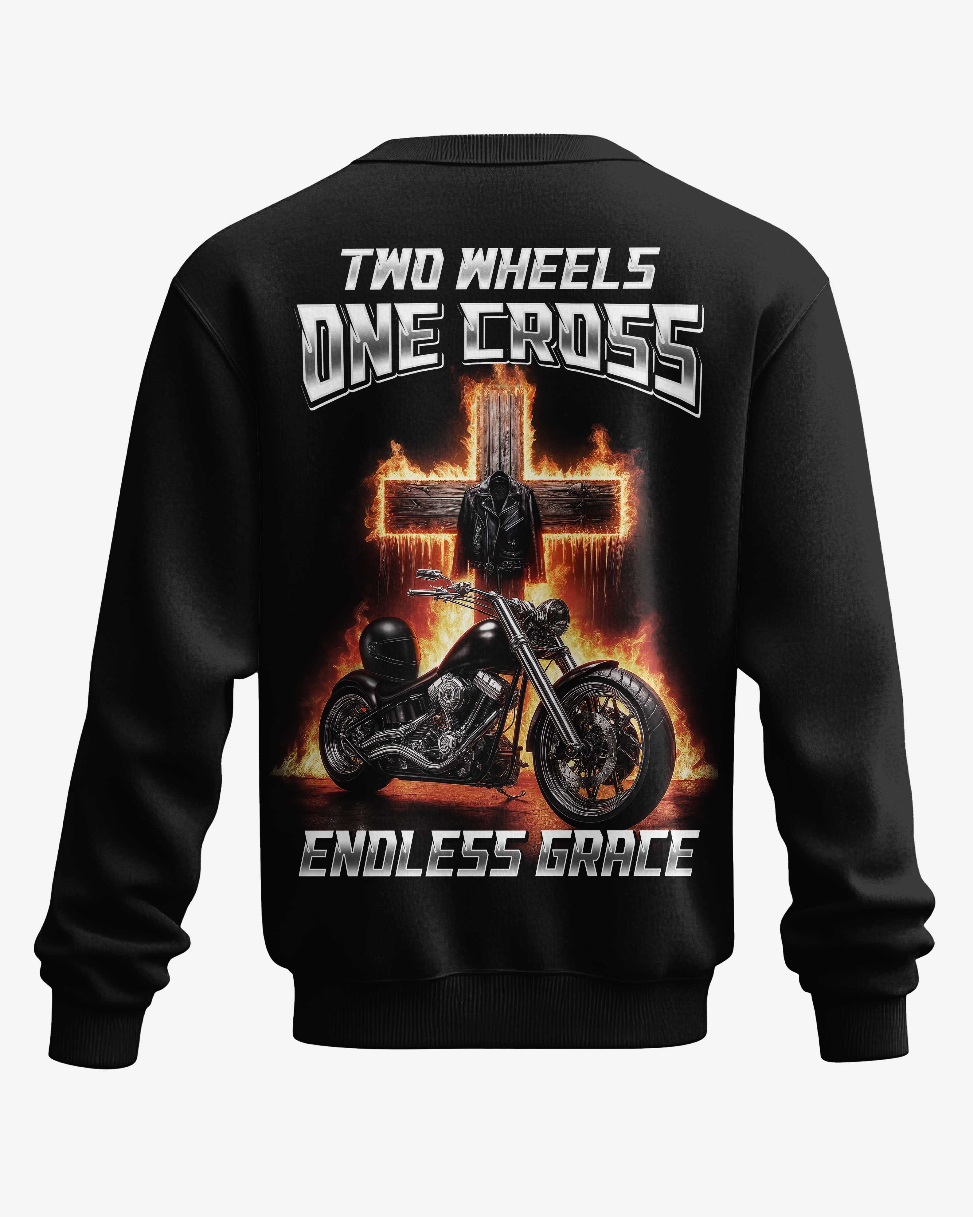 Two Wheels One Cross Endless Grace All Over Print Sweater