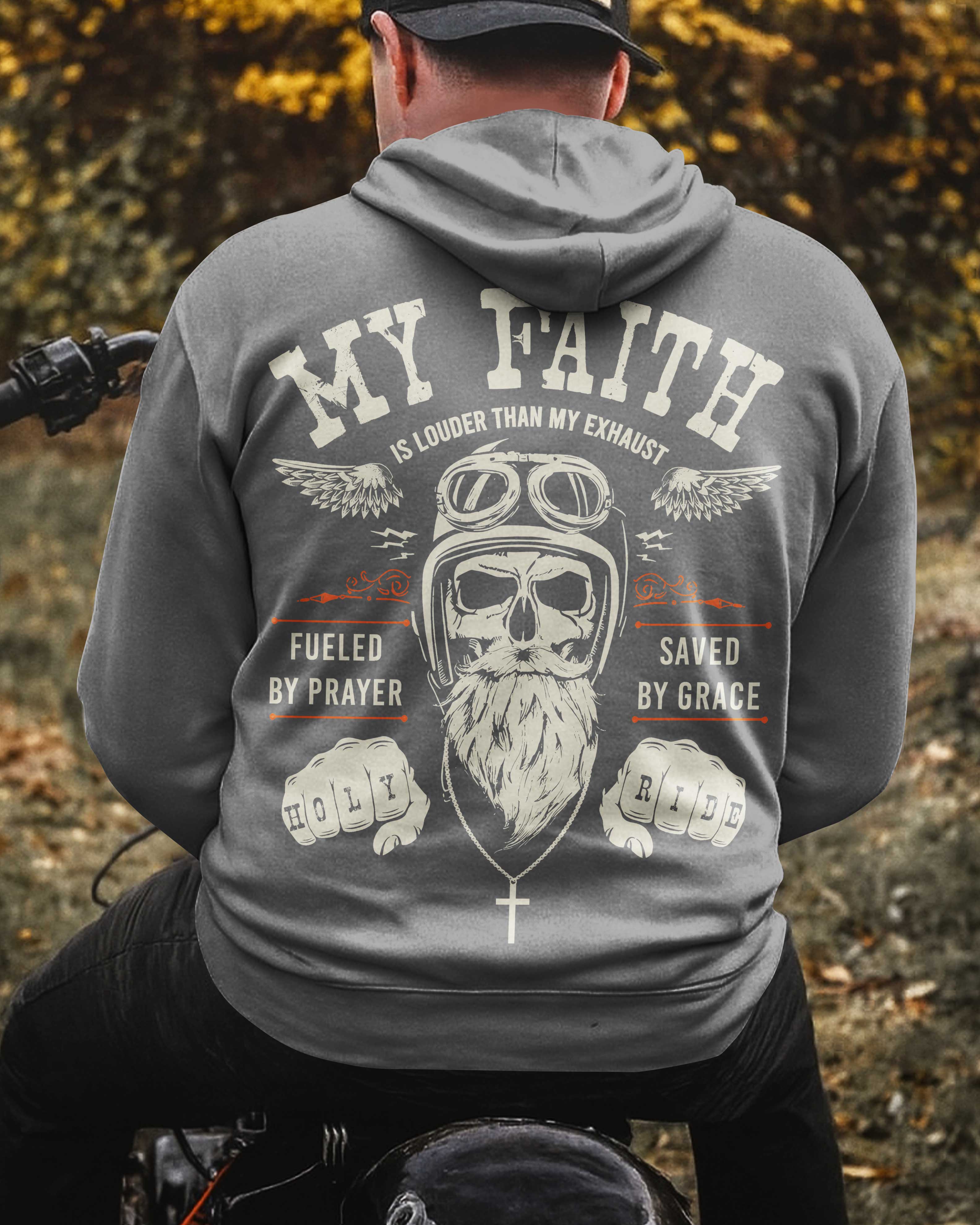 My Faith Is Louder Than My Exhaust All Over Print Hoodie