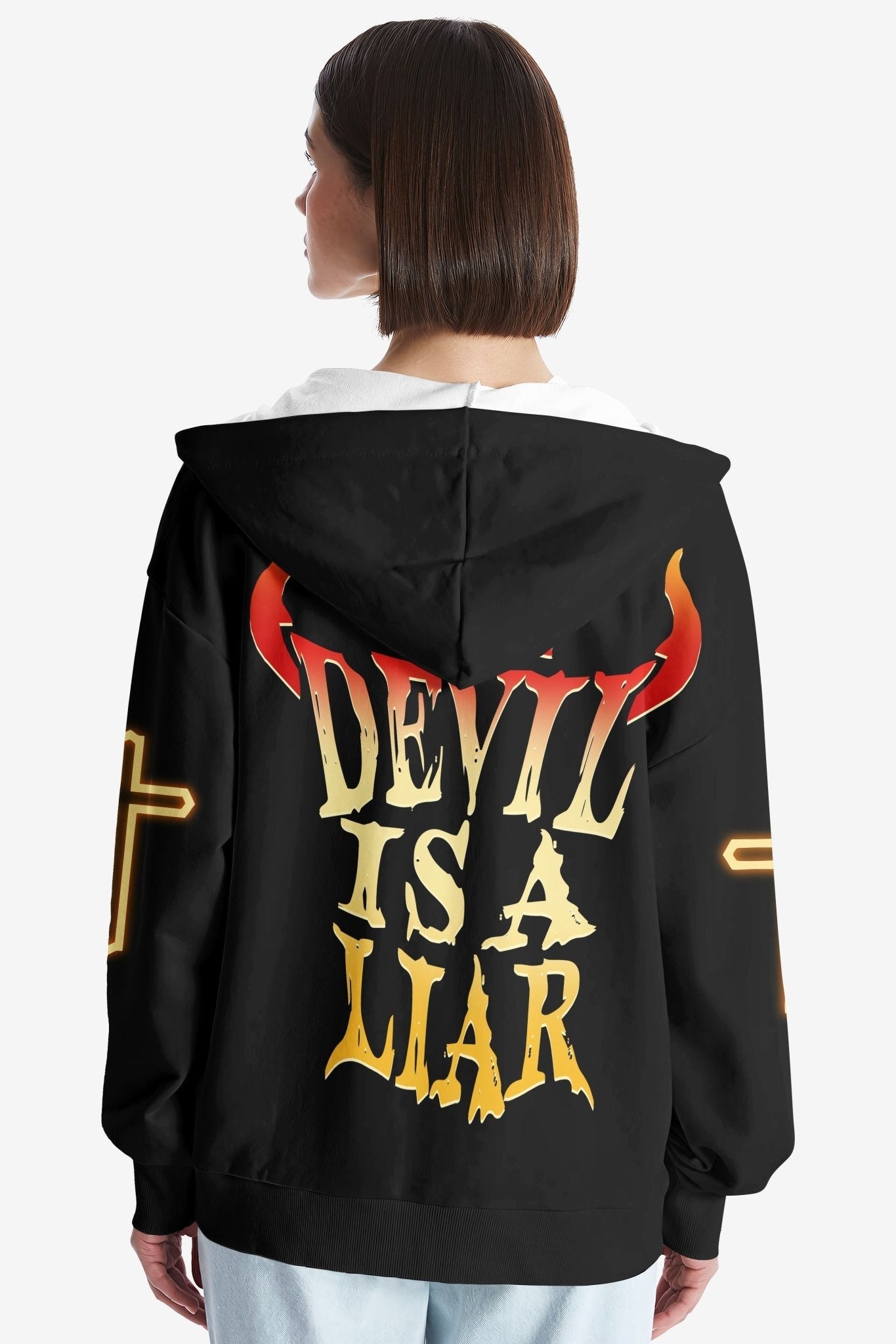 The Devil Is A Liar All Over Print Zip Hoodie