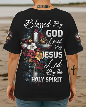 Blessed By God Loved By Jesus All Over Print T-Shirt