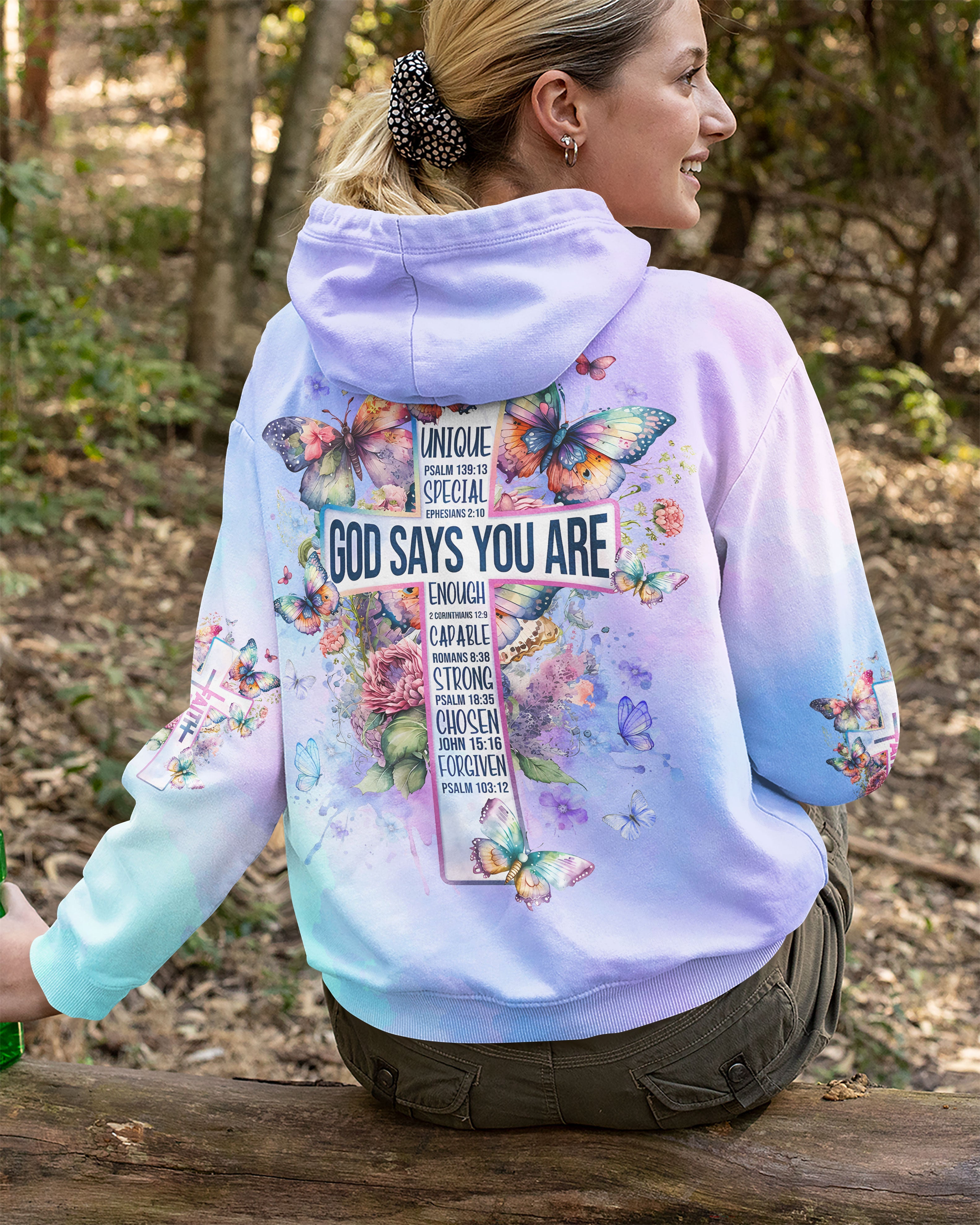 God Says You Are Unique All Over Print Hoodie