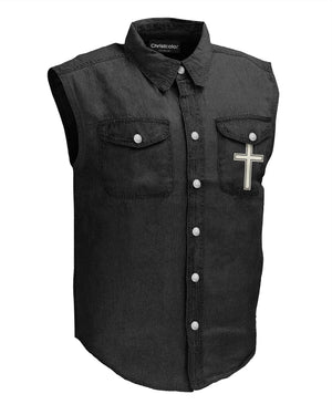 My Faith Is Louder Sleevesless Denim Shirt