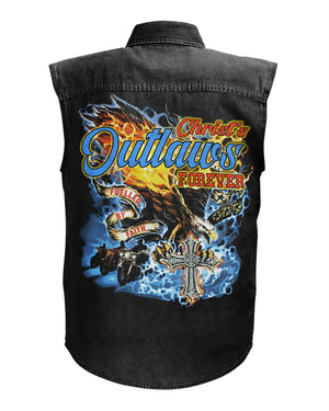 Christ's Outlaws For Sleevesless Denim Shirt
