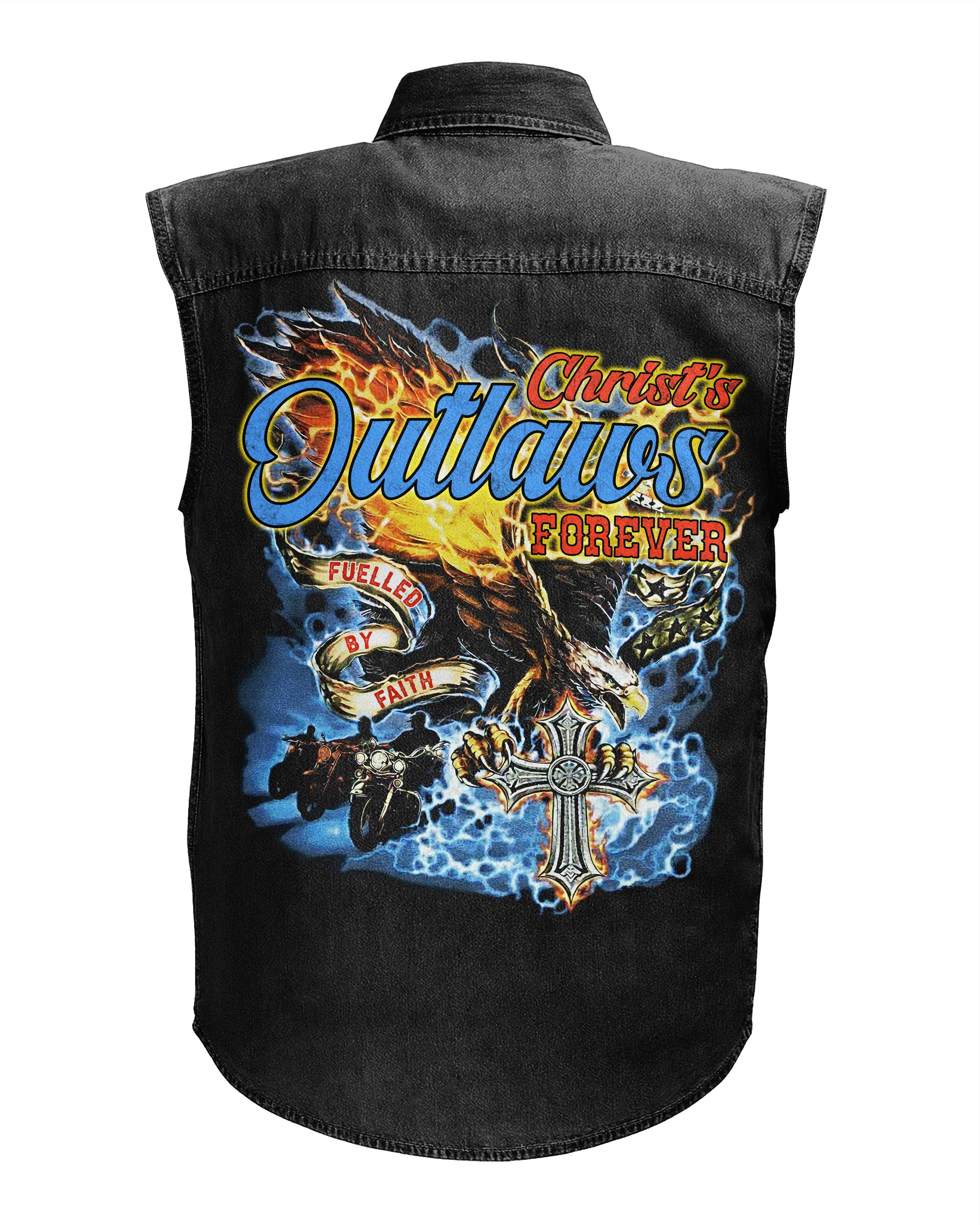 Christ's Outlaws For Sleevesless Denim Shirt