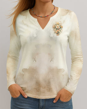 She Walks With Jesus All Over Print V-neck Long Sleeves Shirt