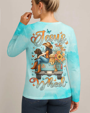 Jesus Take The Wheel All Over Print V-neck Long Sleeves Shirt