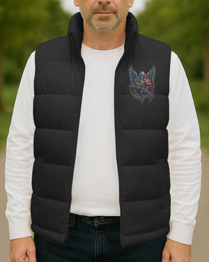 Though I Walk Through The Valley I Will Fear No Evil All Over Print Sleeveless Puffer Jacket