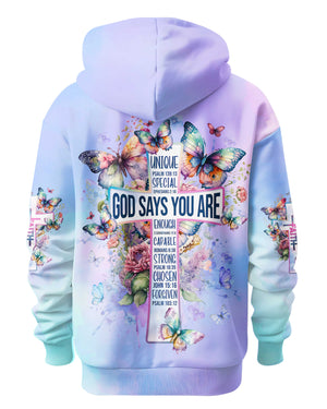 God Says You Are Unique All Over Print Hoodie