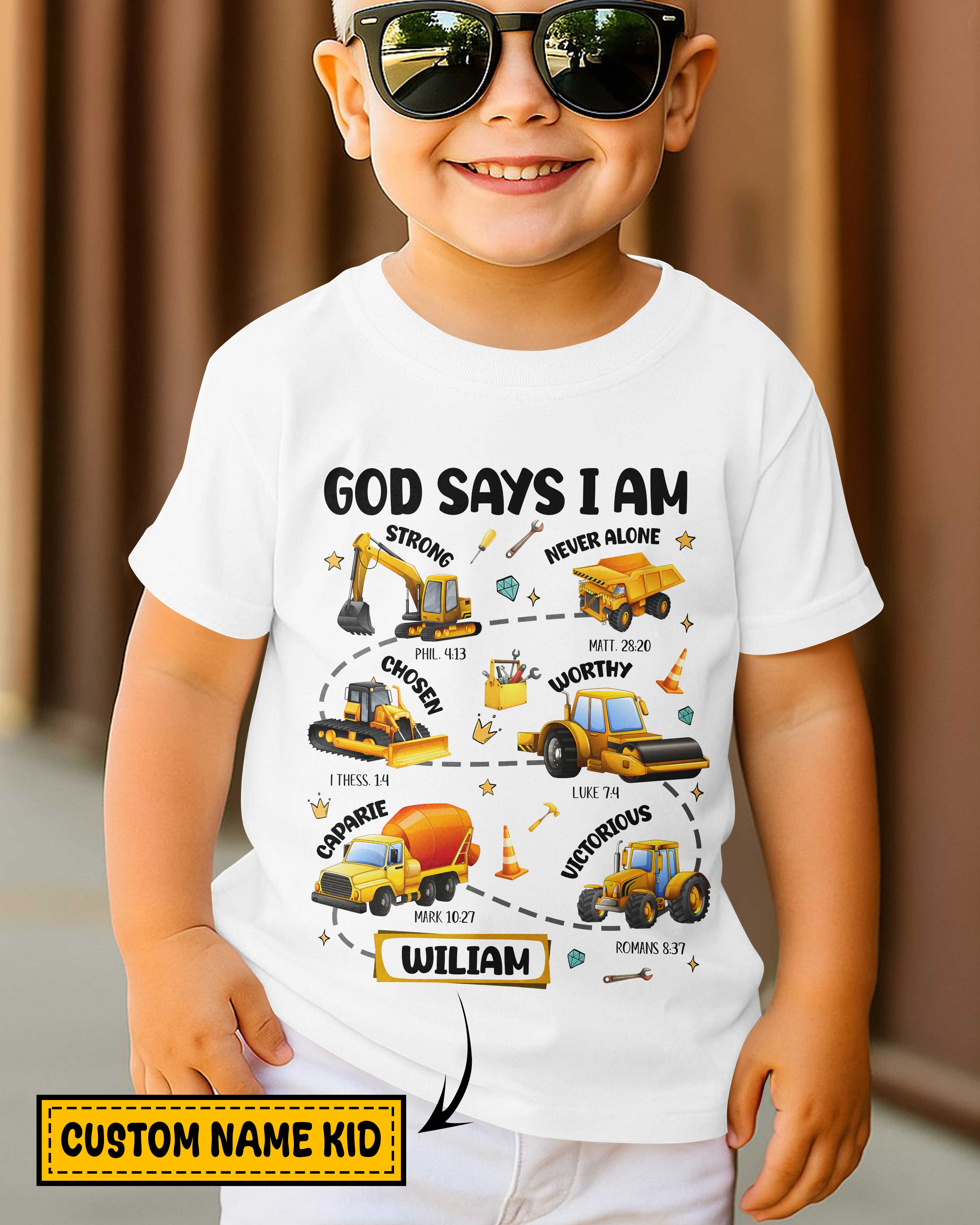 God Says I Am Boys Truck T-Shirt Kid