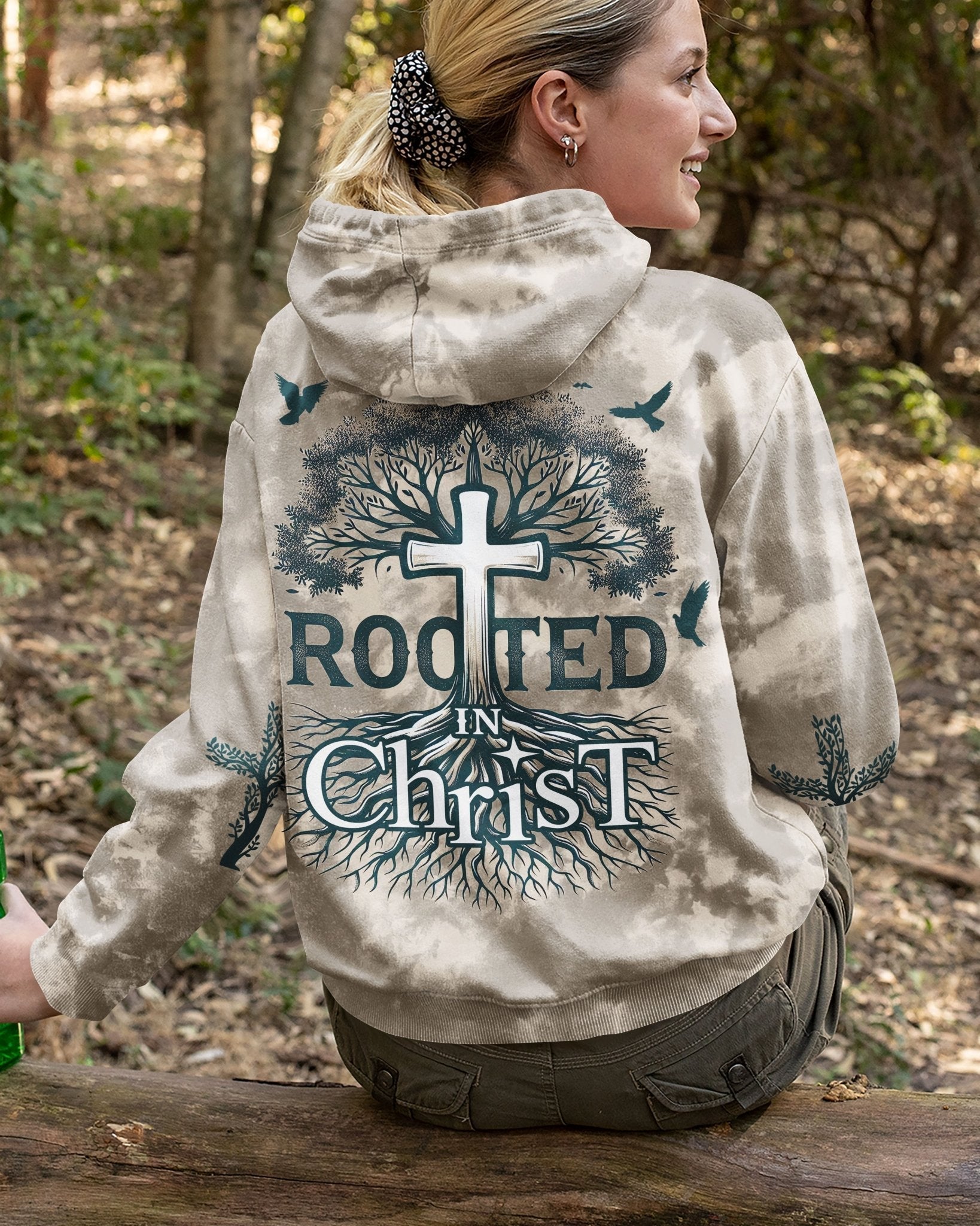 Rooted In Christ All Over Print Zip Hoodie