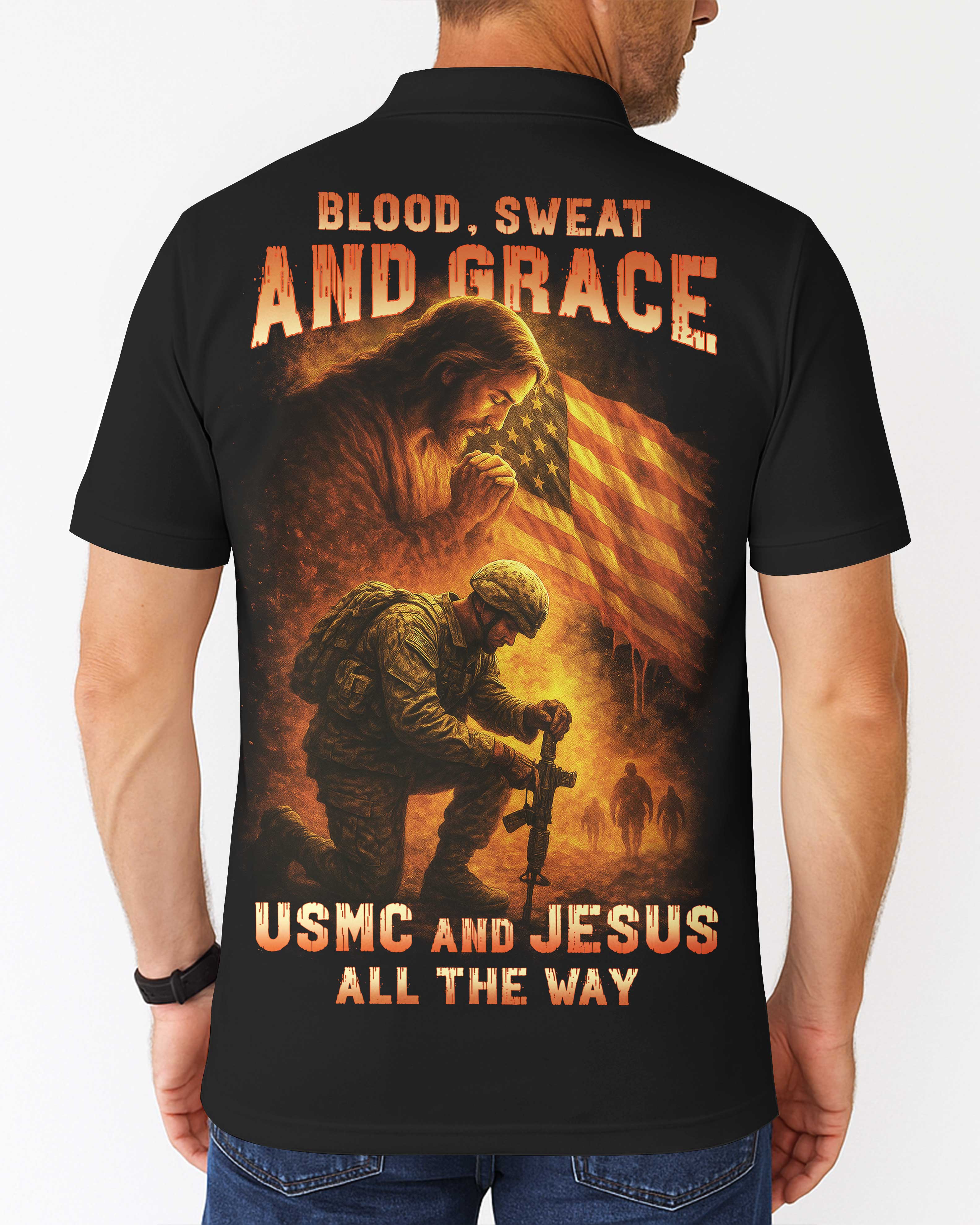 Blood Sweat And Grace All Over Print Polo