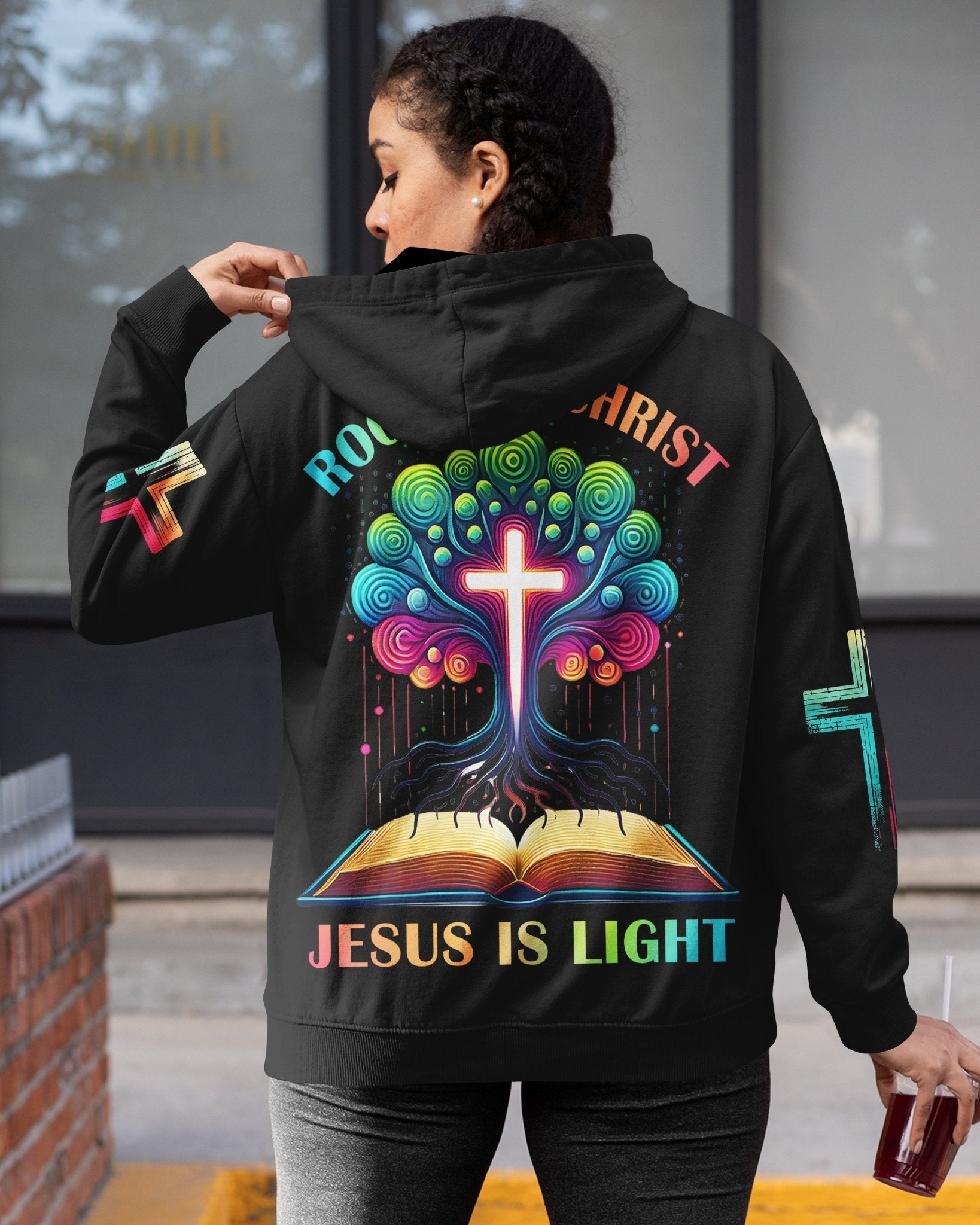 Rooted In Christ Jesus Is Light All Over Print Zip Hoodie