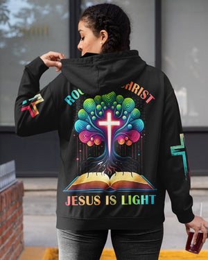 Rooted In Christ Jesus Is Light All Over Print Zip Hoodie